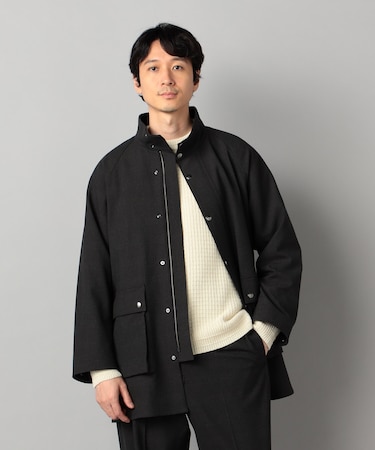 【セットアップ対応】ソフトサーモ(R)グレンチェック スタンドカラーコート