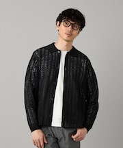 透かし編み ポロカーディガン