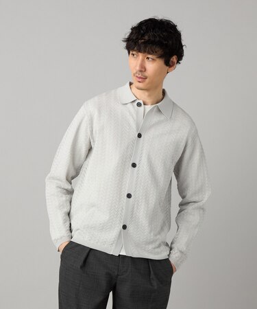 透かし編み ポロカーディガン