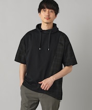 チェック柄切り替え フーディー