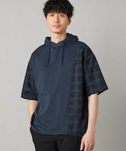 チェック柄切り替え フーディー