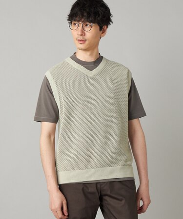 和紙メッシュ切り替え ニットベスト