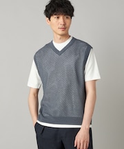 和紙メッシュ切り替え ニットベスト