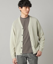 和紙メッシュ切り替え カーディガン