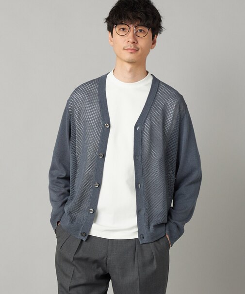 和紙メッシュ切り替え カーディガン