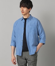 〔LIBECO 〕リネンブロード 7分袖レギュラーカラーシャツ