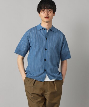 メッシュ半袖 ニットシャツ