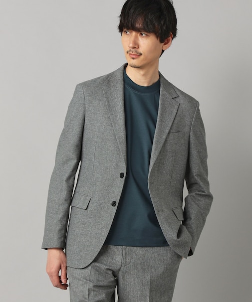 【セットアップ対応】杢カラミ織ドビー シングルテーラードジャケット