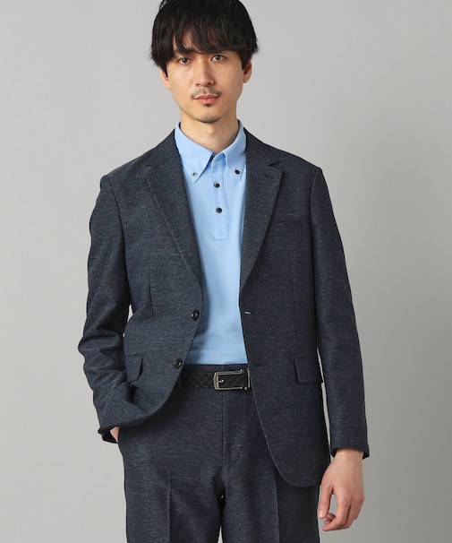 【セットアップ対応】杢カラミ織ドビー シングルテーラードジャケット