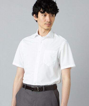 【吸水速乾・防しわ・防汚】トリコットツイル 半袖ドレスシャツ