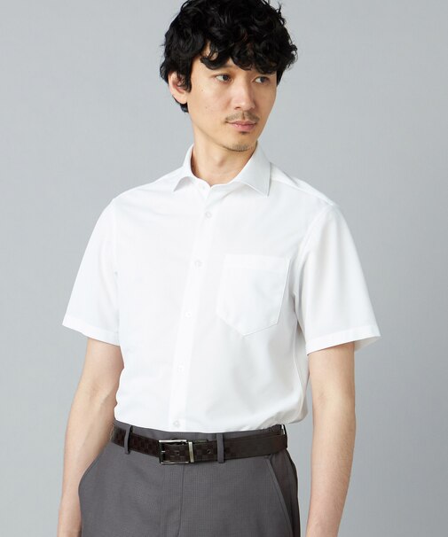 【吸水速乾・防しわ・防汚】トリコットツイル 半袖ドレスシャツ