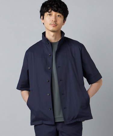 【吸水速乾・接触冷感】石川織り COOL MOTION コットンドビーストレッチ スタンドカラーブルゾン