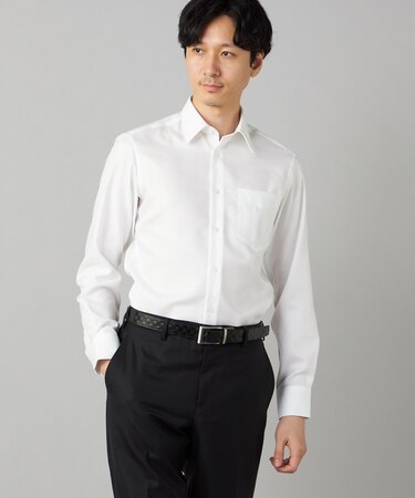 【超形態安定】【市松柄】ジャカード レギュラーカラーシャツ