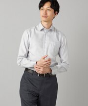 【超形態安定】【市松柄】ジャカード レギュラーカラーシャツ