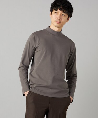 【吸水速乾】モックネック ロングスリーブ Tシャツ