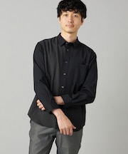 無地×千鳥ブロッキング レギュラーカラーシャツ