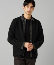 ダンガリー風ニット デニムコンビ