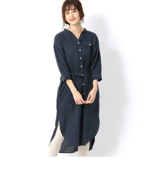 《リネンミックス》 とろみシャツ ガウンワンピース