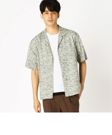 テンセルツイルプリント オープンカラーシャツ