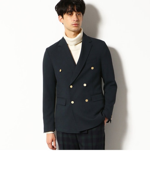  シャークスキン ダブルブレステッド ジャケット