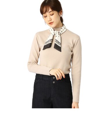 スカーフ付 ハイネックニット