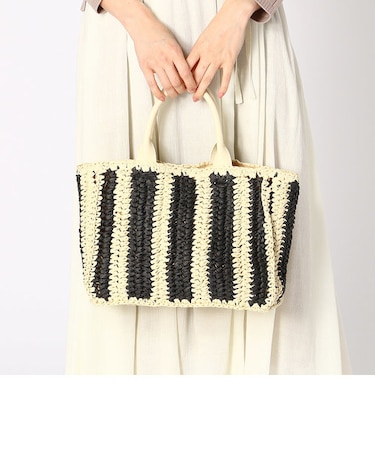 《ショルダー付き》ざっくり編み カゴバッグ