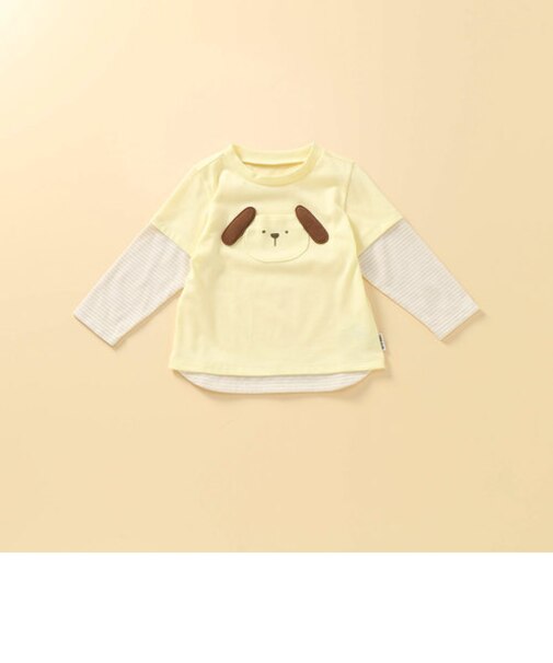 動物アップリケ付き レイヤード長袖Ｔシャツ(80・90サイズ)