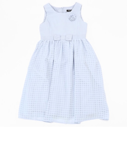 コサージュ付き　シアーチェック　ワンピース（140-160cm）