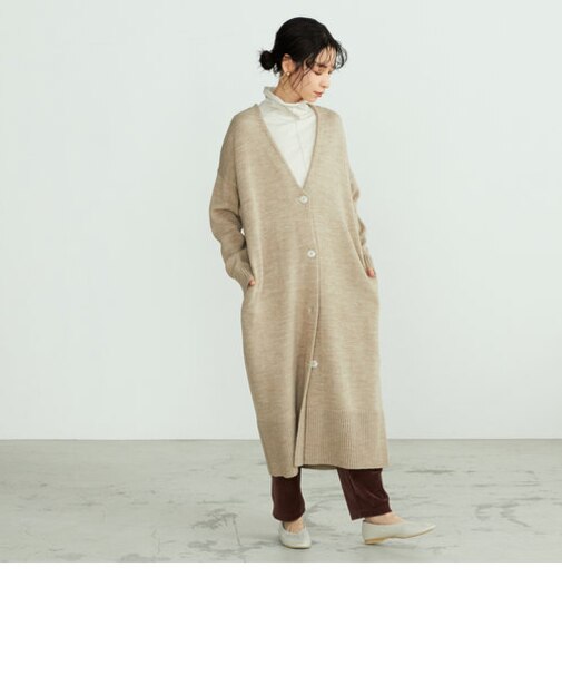 【一部店舗限定】メッセージロゴ ロング ニットカーディガン