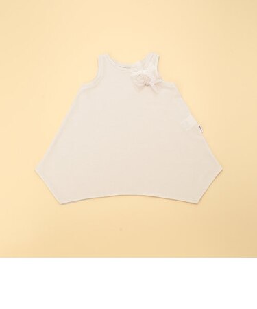 チュールリボン付き　ノースリーブ　イレギュラーヘムチュニック(80・90サイズ)