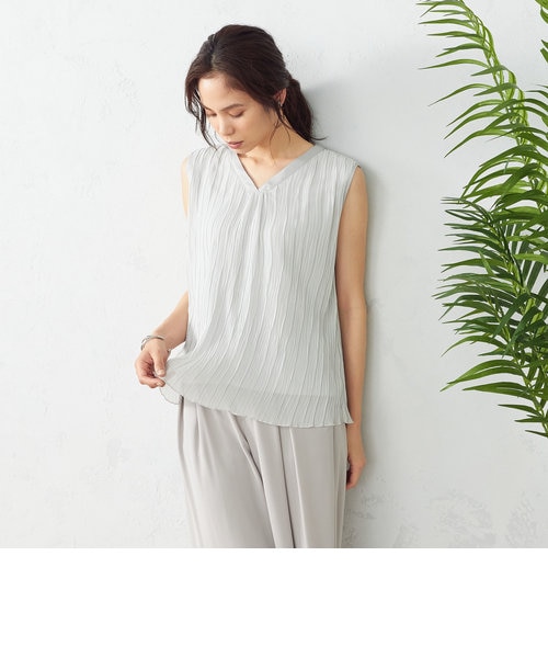 シフォンプリーツ ノースリーブカットソー｜コムサイズムの通販