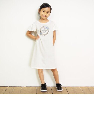 フラワーリース柄 プリントワンピース