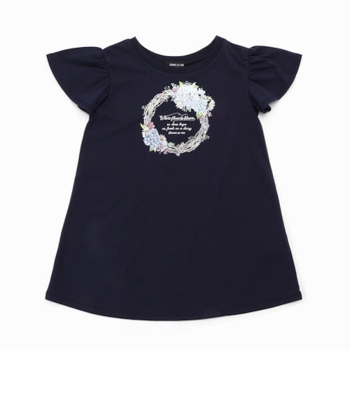 フラワーリース柄 プリントワンピース