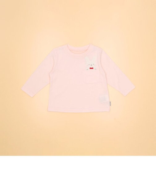 動物アップリケ付き　長袖Ｔシャツ(80・90cm)