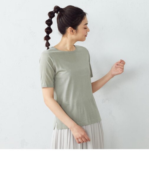 麻混　ニットＴシャツ