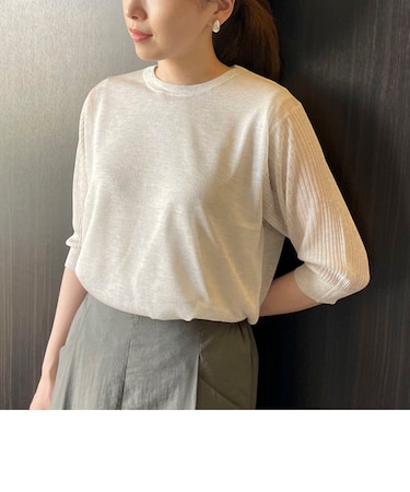 シアー クルーネックニット