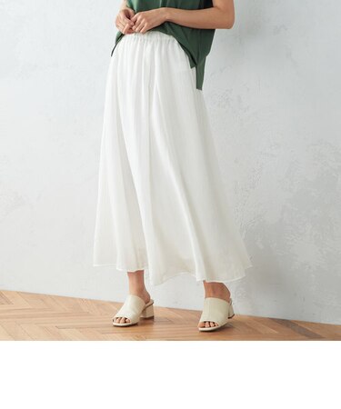 シフォン楊柳 切替 ギャザースカート