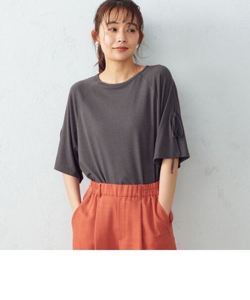 リボンスリーブ　カットソー