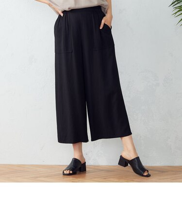 麻調　ワイドパンツ