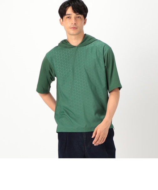 エンボス加工タフタコンビフードＴシャツ