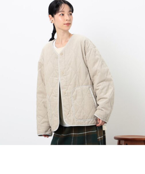 コーデュロイ　キルティングブルゾン