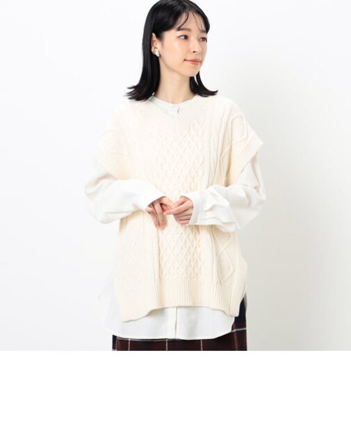 アラン柄　ニットベスト