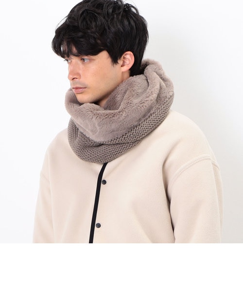 リバーシブル】 畦編みニット＆フェイクファー スヌード｜コムサイズム