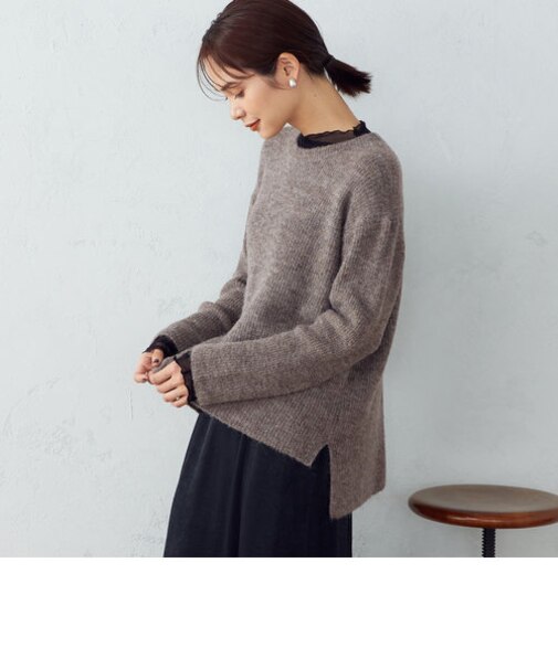 アルパカ混　ニットプルオーバー