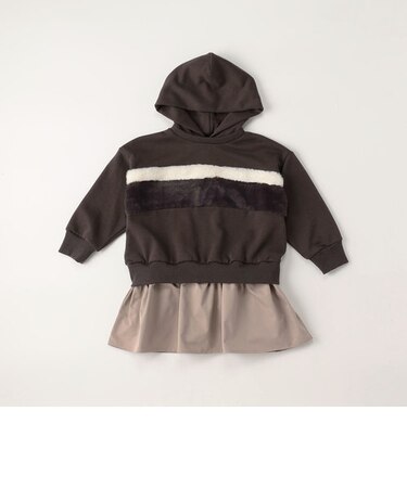 フェイクファー使い　長袖ワンピース