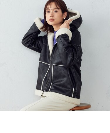 フェイクレザー　ムートンコート