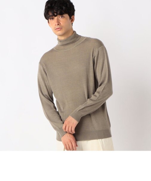 【ウォッシャブル】リブ タートルネックニット