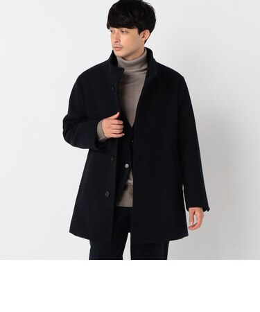 ウール ポリエステルショートビーバー スタンドカラー ショートコート