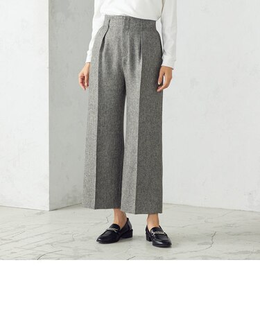ツイード調ヘリンボーン ワイドパンツ
