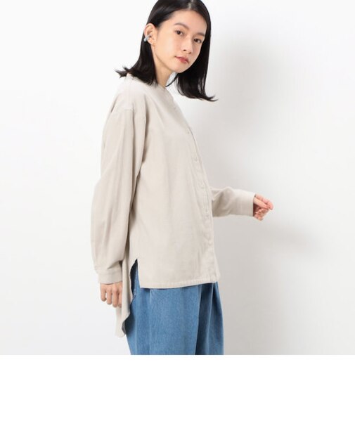 コットンネルバンドカラーシャツ